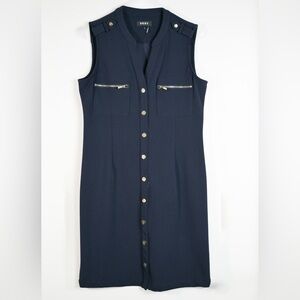 DKNY Elegant Navy Sleeveless Dress